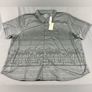 Tommy Bahama Shirt Palm Boulevard Camp Print 4XLB Gray Polyester